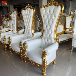 Sedie Trono Dorate con Schienale Alto SMOOTH King e Queen, Sedie di Lusso Reali per Sposo e Sposa - Product Image 6
