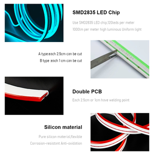 Tira de Luz LED de Silicona Flexible de Neón de un Solo Color o RGB, 50M, 6x12mm, 8x16mm, 1cm, 2.5cm, DC12V, 24V, AC110V, 220V, para Letreros Luminosos - Product Image 4
