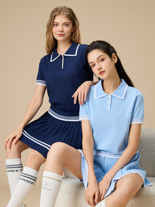 Aoyema due pezzi da Tennis abiti da Badminton da <span class=keywords><strong>donna</strong></span> in <span class=keywords><strong>maglia</strong></span> <span class=keywords><strong>a</strong></span> manica corta con collo <span class=keywords><strong>a</strong></span> paddle camicia da Tennis Mini gonne <span class=keywords><strong>a</strong></span> pieghe Set - Product Image 6