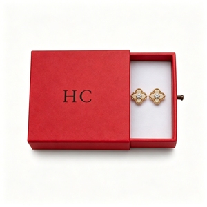 Vintage Rigid Cardboard Earring Case Sliding Drawer Style Custom Graphics Printed OEM Jewelry Packaging Box Bespoke Supplier - Product Image 2