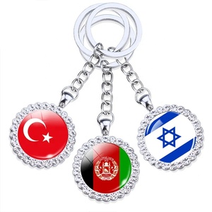287 Countries National Country Flag Souvenir Promotion Gift Glass Cabochon Crystal Rhinestone Pendant Trays Key Chain