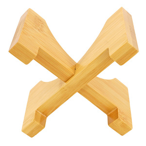Factory wholesale bamboo cross-shaped casserole dish <b>rack</b>, pot bottom support, foldable bowl and <b>plate</b> insulated bamboo drain - Product Image 5