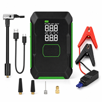 Compresseur d'air portable sans fil pour pneus de voiture, avec batterie externe et démarreur de secours, et lumière LED