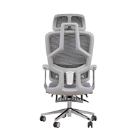 Chaise de bureau exécutive ergonomique moderne en maille avec dossier haut, accoudoirs fixes, appui-tête réglable en 3D et repose-pieds
