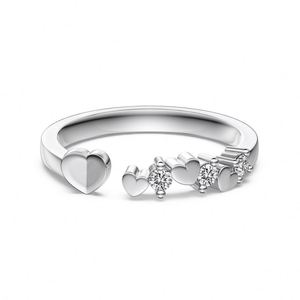 Dylam Tiny Cute Jewelry 925 <b>Sterling</b> <b>Silver</b> Open <b>Adjustable</b> 5A Cubic Zirconia Love Heart Jewelry <b>Rings</b> for Birthday Gifts Jewel - Product Image 1