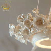 Lustre moderne à branches florales, suspension artistique en forme de fleur, lampe de plafond LED pour villa et hôtel