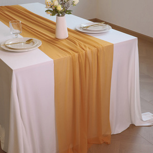 Chemin de table romantique de luxe en gaze de Bali plissé pour mariage, fête, serviettes de table et sets de table, <span class=keywords><strong>d</strong></span>écoration en gros - Product Image 6