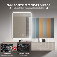 Miroir de salle de bain LED mural moderne sans cadre avec rétroéclairage, capteur tactile intelligent, anti-buée, miroir de maquillage éclairé pour salon