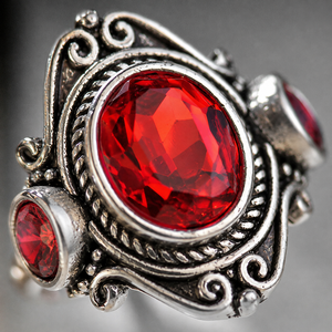 Anello retrò con pietra rossa, design classico, accessorio di moda per l'uso quotidiano. - Product Image 5