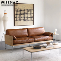 WISEMAX FURNITURE Canapé moderne de luxe pour la maison sectionnel en cuir véritable cadre en bois de chêne en duvet de plumes ensemble de canapés pour le salon