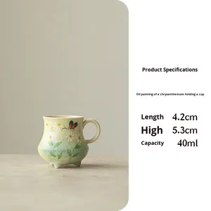 Tazza <span class=keywords><strong>da</strong></span> tè in ceramica di fascia alta dipinta a mano stile di pittura a olio sottosmalta per uso domestico classica tazza <span class=keywords><strong>da</strong></span> tè di Kung Fu - Product Image 6