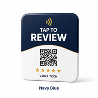 Carte NFC Google Review personnalisée Vorx Tech en PET avec code QR et logo pour entreprises OEM