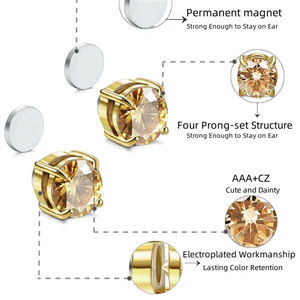 Pendientes magnéticos <span class=keywords><strong>de</strong></span> circonita <span class=keywords><strong>para</strong></span> <span class=keywords><strong>hombre</strong></span> y mujer, 1 par, sin agujero, <span class=keywords><strong>para</strong></span> regalo - Product Image 4