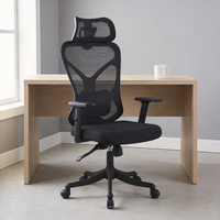 Chaise de bureau moderne à dossier haut en maille, réglable et pivotante avec appui-tête – Chaise d'ordinateur secrétariale très vendue