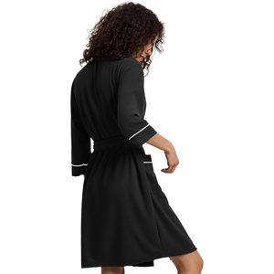 เสื้อคลุมวาฟเฟิลนิตสำหรับผู้หญิง คิโมโนสั้น เสื้อคลุมอาบน้ำน้ำหนักเบา มีกระเป๋า แขน 3/4 ชุดลำลองสำหรับสปาและอาบน้ำ - Product Image 3