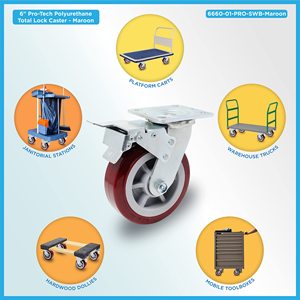 Venta al por Mayor de Lámparas LED Rojas de 6 Pulgadas 360 °   <span class=keywords><strong>Ruedas</strong></span> Giratorias Industriales de Alta Resistencia de 4-8 Pulgadas y 330 kg de Carga en Venta - Product Image 3