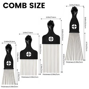 Oferta Especial: Peine Afro Clásico Negro Resistente al Calor con Dientes Anchos, Horquillas de Metal de Acero Inoxidable y Mango de Plástico, con Logotipo Personalizado - Product Image 2