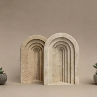 Serre-livres en marbre naturel poli, sculpté à la main, en forme d'arche superposée, pour la décoration de bureau à domicile