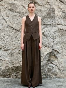 OUDINA New Zweiteiliges Set Damen bekleidung Ärmellose Crop Tops Hose mit hoher Taille Einfarbiges 2-teiliges Set Damen - Product Image 3