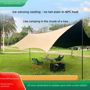 <span class=keywords><strong>Tente</strong></span> à baldaquin hexagonale pour camping en plein air, pare-soleil avec revêtement noir et rideau argenté épaissi, équipement de pique-nique - Product Image 2