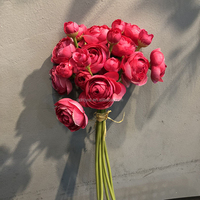 HH203 Vente en gros de fleurs de camélia faites à la main en soie artificielle Lot de 6 pièces pour centres de table de mariage ou fleurs décoratives