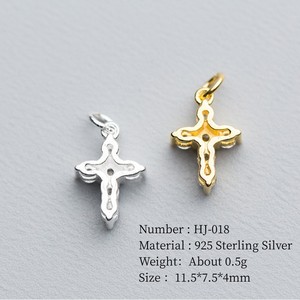 Dễ Thương Mặt Dây Chuyền 925 Sterling Silver Bạc khảm Zircon Mạ Vàng Chữ Thập Quyến Rũ Cho Tự Làm Đồ Trang Sức Vòng Đeo Tay Vòng Cổ Làm - Product Image 2