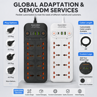 Multiprise de distribution d'alimentation 8 prises CA, 2 ports USB Type C, double interrupteur AB, personnalisable pour laboratoires de recherche, post-production audio et le secteur du cinéma