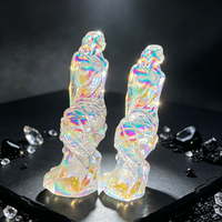 Statue de Sirène en Quartz Clair Électroplaqué Aura, Figurine de Sirène en Cristal Naturel, Décoration Océanique Sorcière, Cadeau en Gros