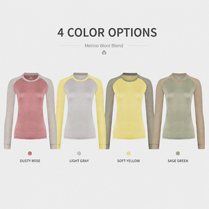 Camiseta de Manga Larga de Lana para Mujer, para Deportes al Aire Libre, Senderismo, Secado Rápido, Logotipo Personalizado, Premium, Ligera, Transpirable, para Escalar y Correr - Product Image 4