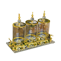 Vente en gros de chariot de chambre de cuisine royale arabe de luxe du Moyen-Orient chariot de service d'hôtel chariot de thé royal à 3 étages doré antique