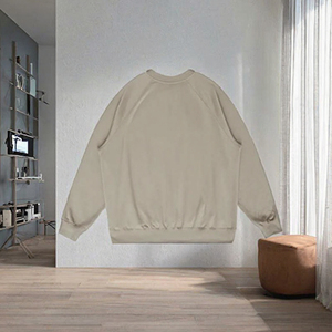 Sweat-shirt col rond à manches raglan pour homme, 445 GSM, en coton épais, style streetwear décontracté, vente en gros personnalisée - Product Image 3