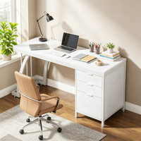Bureau d'ordinateur scolaire en bois avec 3 tiroirs, design moderne, poste de travail de 59 pouces avec rangement pour dossiers