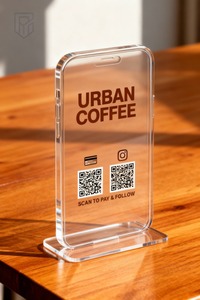 Soporte de exhibición de código QR de acrílico personalizado, transparente, resistente al agua y a los rayos UV, impreso en CMYK, soporte de mesa para menú QR, soporte para letrero de pago. - Product Image 4