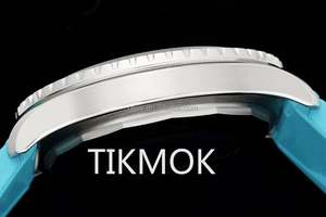 Montres de luxe pour hommes en acier inoxydable avec bracelet bleu clair, date automatique, ETA 2824, lunette cannelée, mouvement mécanique automatique - Product Image 5