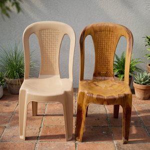 Chaise de salle à manger en plastique sans accoudoirs, siège de loisirs léger et durable avec dossier tressé pour la maison, la salle à manger et les fêtes - Product Image 2