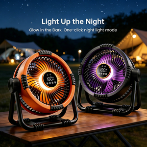 Ventilateur portable de <span class=keywords><strong>camping</strong></span> extérieur haute performance avec <span class=keywords><strong>batterie</strong></span> lithium polymère intégrée, 4 vitesses, design pliable, fonction power bank et éclairage LED pour la maison - Product Image 3