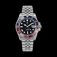 Montre de plongée automatique mécanique de luxe pour homme, bracelet vintage bleu 20 mm, cristal saphir, acier inoxydable