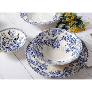 Juego de cena de porcelana de tecnología avanzada Diseño floral azul Precio competitivo Vajilla para sopa Aperitivo Platos de cena Desierto - Product Image 5