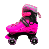 Patins à roulettes ajustables à quatre roues lumineuses pour enfants, en PU, pour garçons et filles