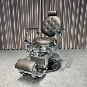 Chaise de barbier professionnelle noire robuste pour hommes, style rétro Belmont, pour salon de coiffure, fournie directement par l'usine - Product Image 2