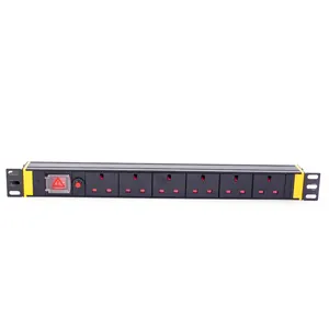 Yosun tira de metal resistente 1u, suporte de montagem de rack básico pdu uk pdu com interruptor e proteção de sobrecarga