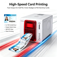 Imprimante de cartes d'identité Evolis Zenius Direct to Card, simple ou double face, pour cartes PVC CR80, badges d'employés, cartes de visiteur, cartes NFC intelligentes, impression par lots