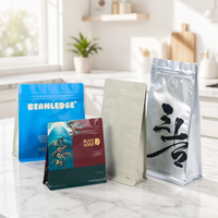 Sacs d'emballage pour café avec logo personnalisé, pochette verticale avec valve et fermeture éclair, sac à grains de café, vente en gros OEM