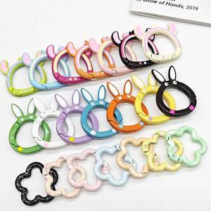 Dễ Thương Men Kim Loại Keychain Vòng Vòng Carabiner Clip Dây Móc Khóa Trái Tim Mùa Xuân Clasp Cho Móc Khóa - Product Image 3