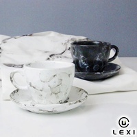 Ensemble tasse et soucoupe en porcelaine effet marbre, motif pierre de luxe, pour cappuccino, expresso, latte, cadeau pour la maison, le café ou la table
