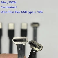 Manufaktur OEM ultra dünnes FPC FPV flache Ellenbogen winklig USB 3.1 Typ c kabel 60 W 100 W 10 G Datenstromladung Verlängerungskabel