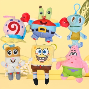 Peluches <span class=keywords><strong>Bob</strong></span> l'éponge de 10 cm (4 pouces) en gros, petites poupées pendentifs, jouets porte-clés en peluche de personnages de dessins animés pour machine à griffes - Product Image 1