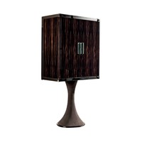 Meuble bar haut de gamme - Finition ébène foncé - Étagères en verre intégrées - Pour un divertissement à domicile de luxe - Armoire à vin