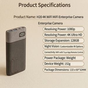 Caméra portable 4K Ultra HD avec batterie externe, moniteur intelligent sans fil pour la maison avec vision nocturne - Product Image 4