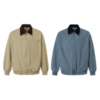 Veste en jean vieilli pour homme de haute qualité avec logo personnalisé, style vintage, en toile avec col montant et techniques de lavage, couleur marron